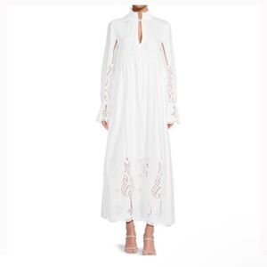 NWT The Kooples White Cotton Eyelet Maxi Dress with Bishop Sleeves